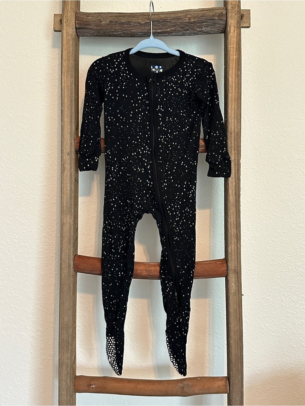 KicKee Pants Bamboo Black Star-Print One-Piece Pajamas Sleeper 12-18M